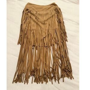 Fringe Western Style Faux Suede Skirt Small